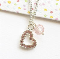 Lauren Hinkley Pink Diamante Heart Pearl Necklace