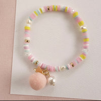 SALE - Lauren Hinkley Pastel Pink Pom Pom and Pearl Bracelet was $17.95 Now $10.75