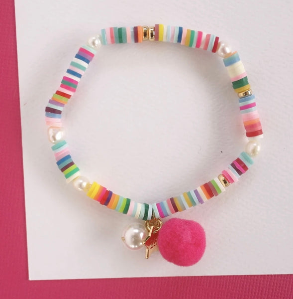 SALE - Lauren Hinkley Rainbow Pom and Pearl Bracelet Was $17.95 Now $10.75